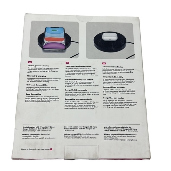 EINOVA Wireless Charging Stone Qi
Certified 10W High Speed white marble charger - Picture 2 of 3